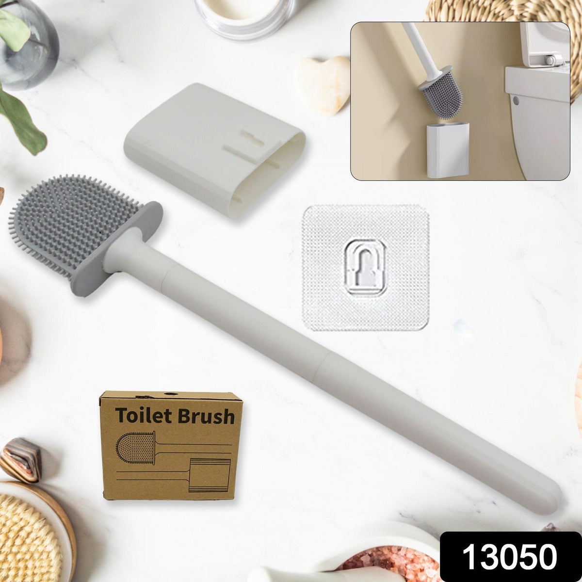 Portable Silicone Toilet Brush With Holder