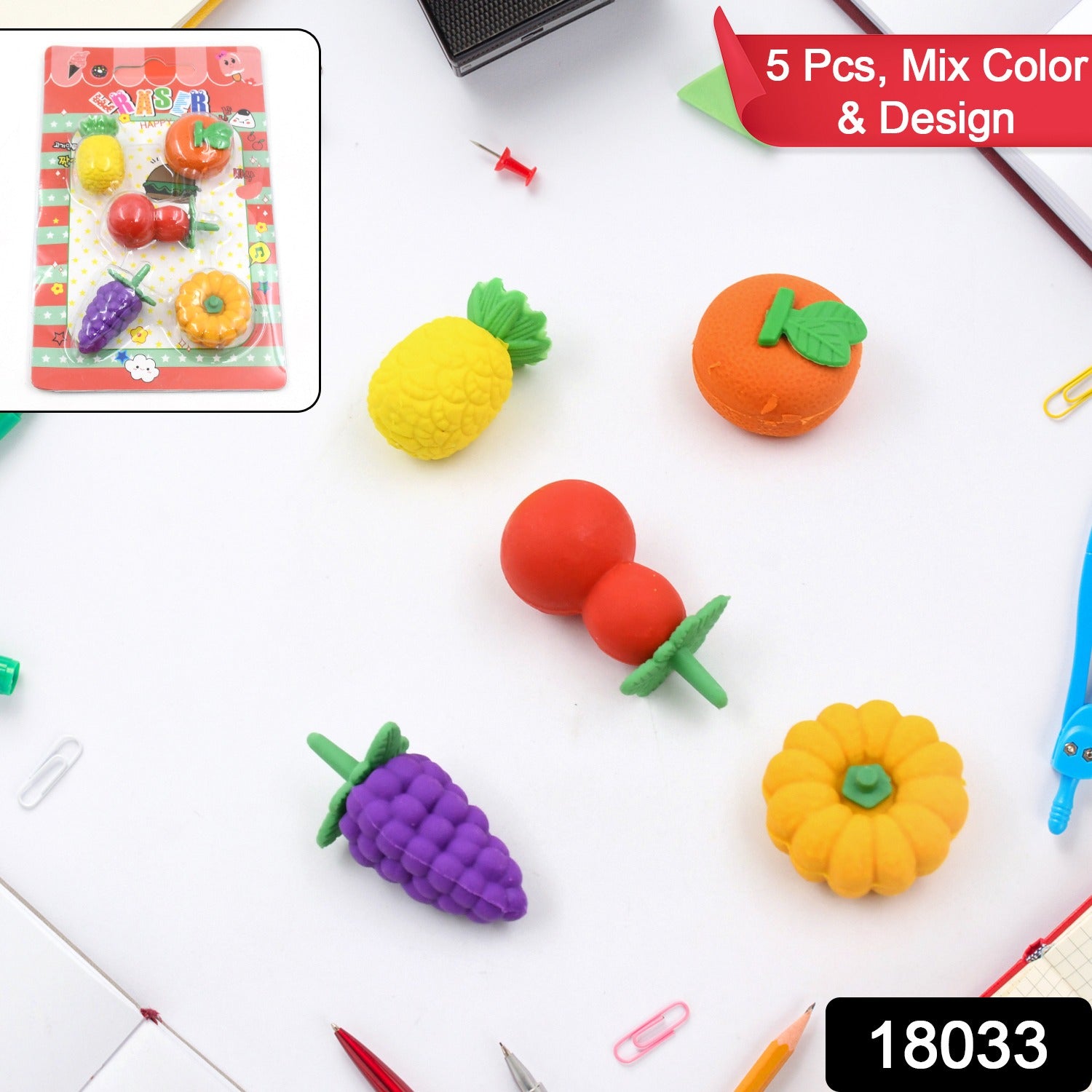 Fruit Shape Erasers Set