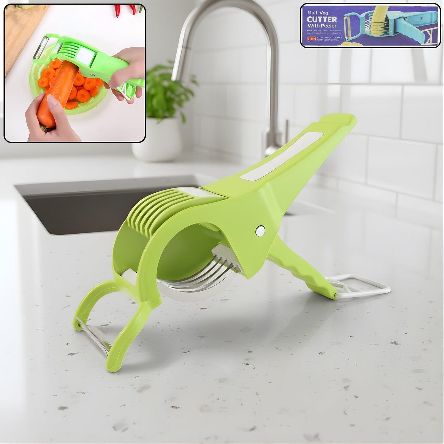 Vegetable Cutter with Peeler – Multicolour