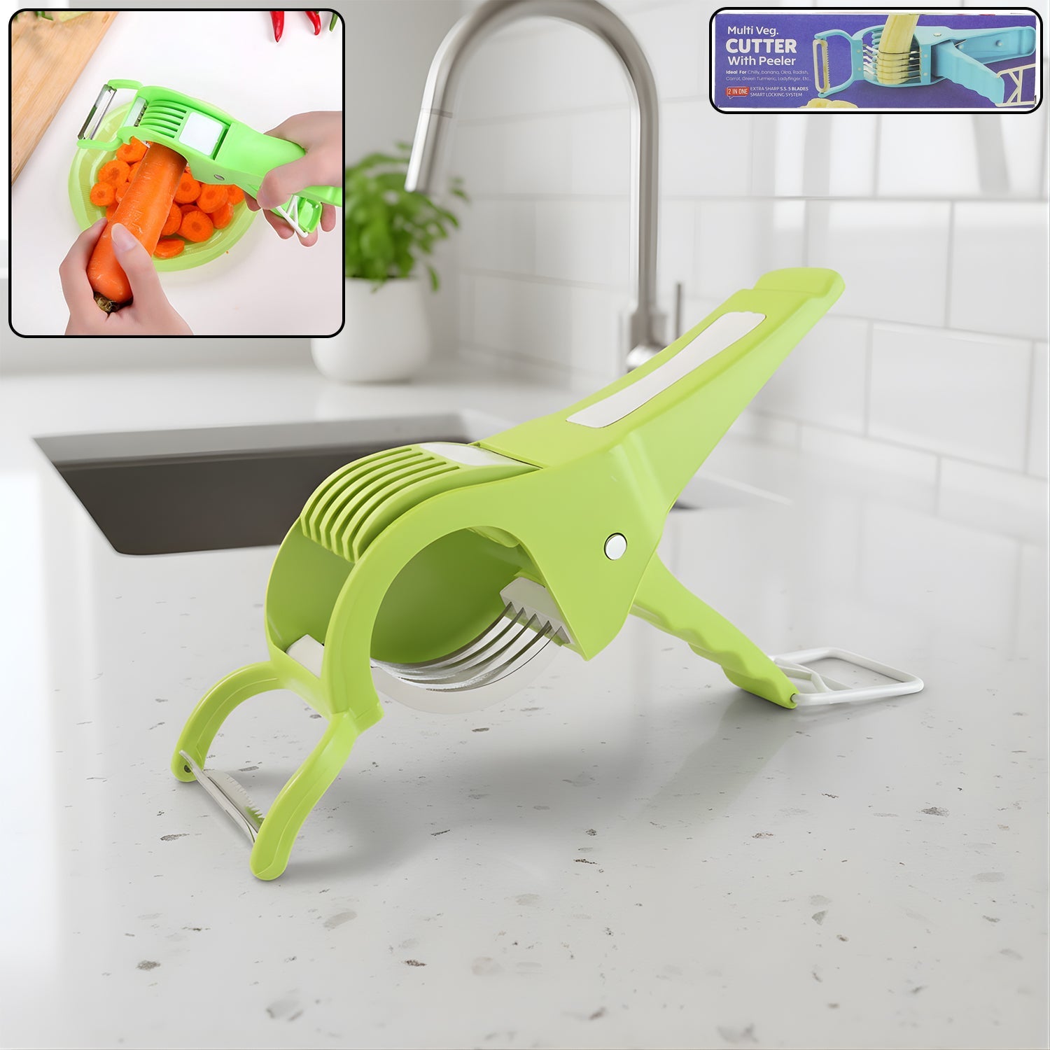 Vegetable Cutter with Peeler – Multicolour