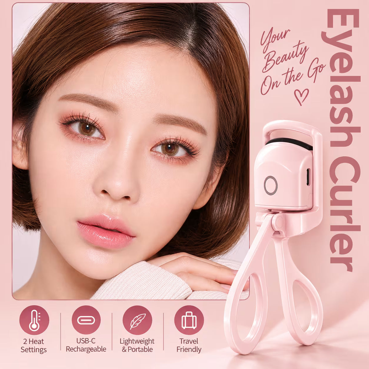 Rechargeable Heated Eyelash Curler with USB Cable