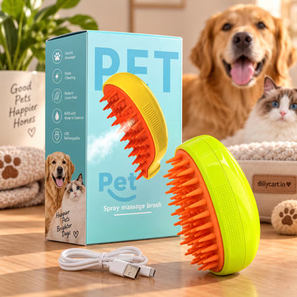 Rechargeable Mist Spray Pet Grooming Brush