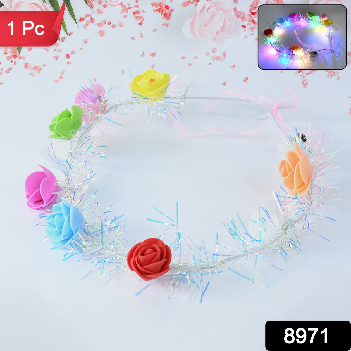 LED Rose Flower Headband – 1 Pc