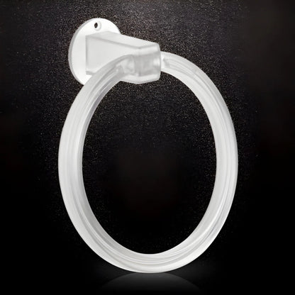 White ABS wall towel ring with circular holder and round wall bracket