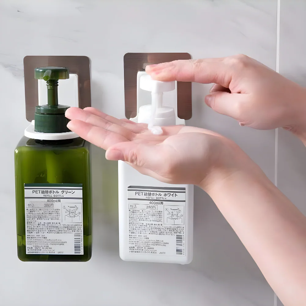 Adhesive wall bottle hook adhesive cartridges, green and white with capped tips