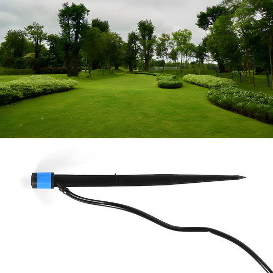 Adjustable garden drip sprayer with black spike and blue connector
