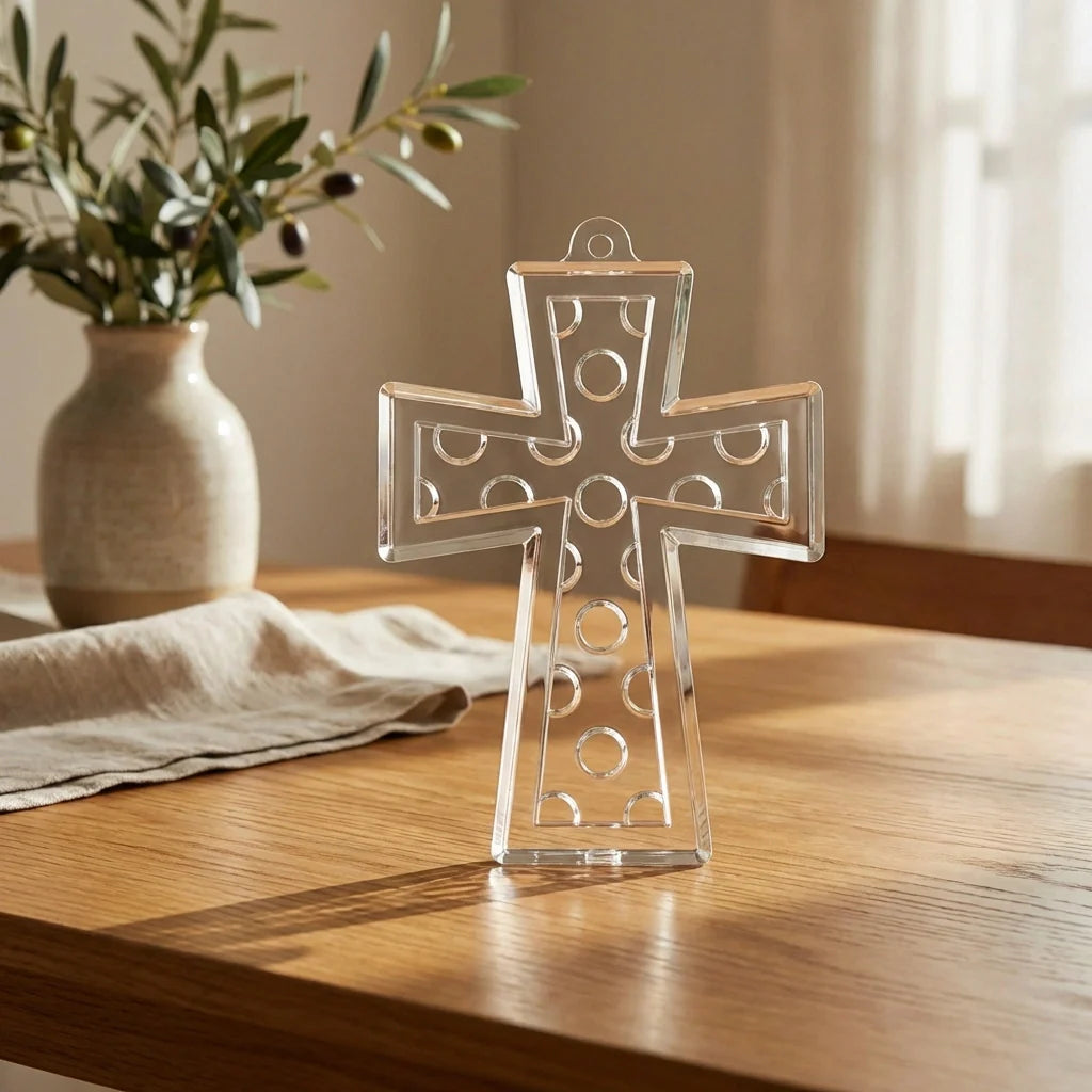 Adult paint by numbers kit: clear acrylic cross-shaped easel stand