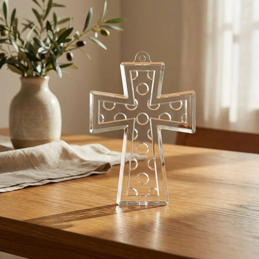 Adult paint by numbers kit: clear acrylic cross-shaped easel stand