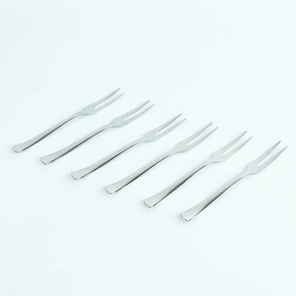 Stainless steel fruit fork set of 6, with slim tines and fork handles