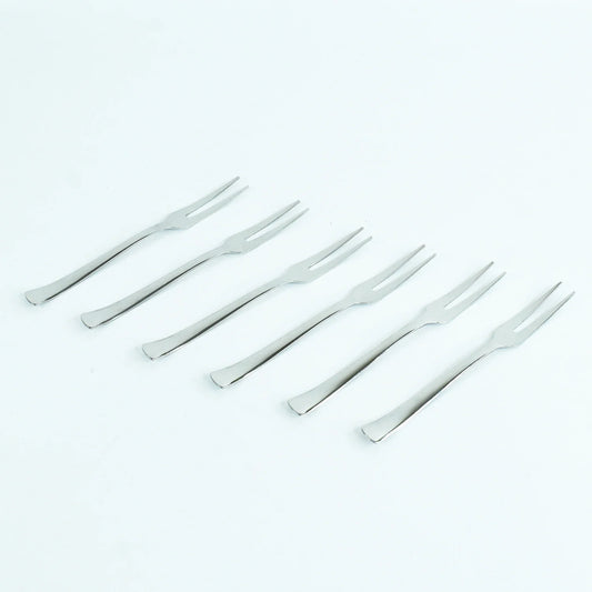 Stainless steel fruit fork set of 6, with slim tines and fork handles
