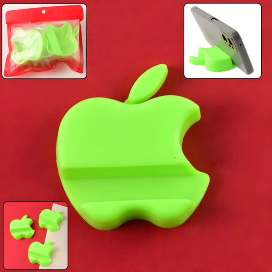 Green apple-shaped phone holder stand with curved base