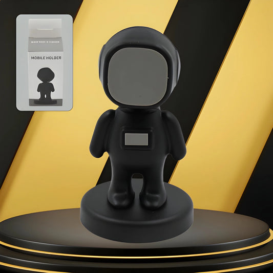Astronaut magnetic car phone holder with black figurine and circular head base