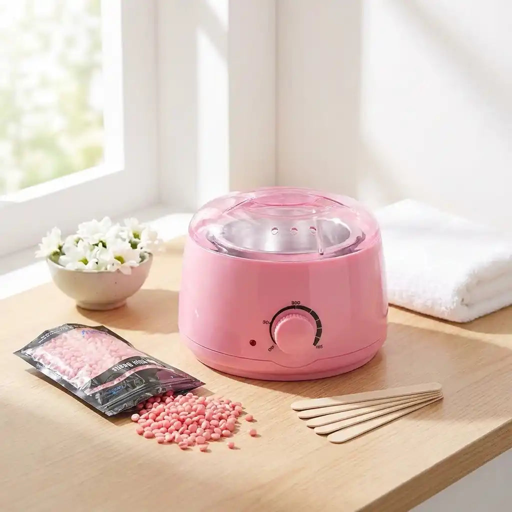 Pink automatic wax and oil heater with vented metal inner pot and lid
