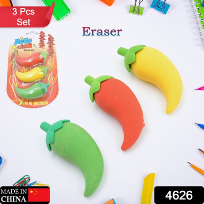 Chili-Shaped Fun Erasers (3-Pack)