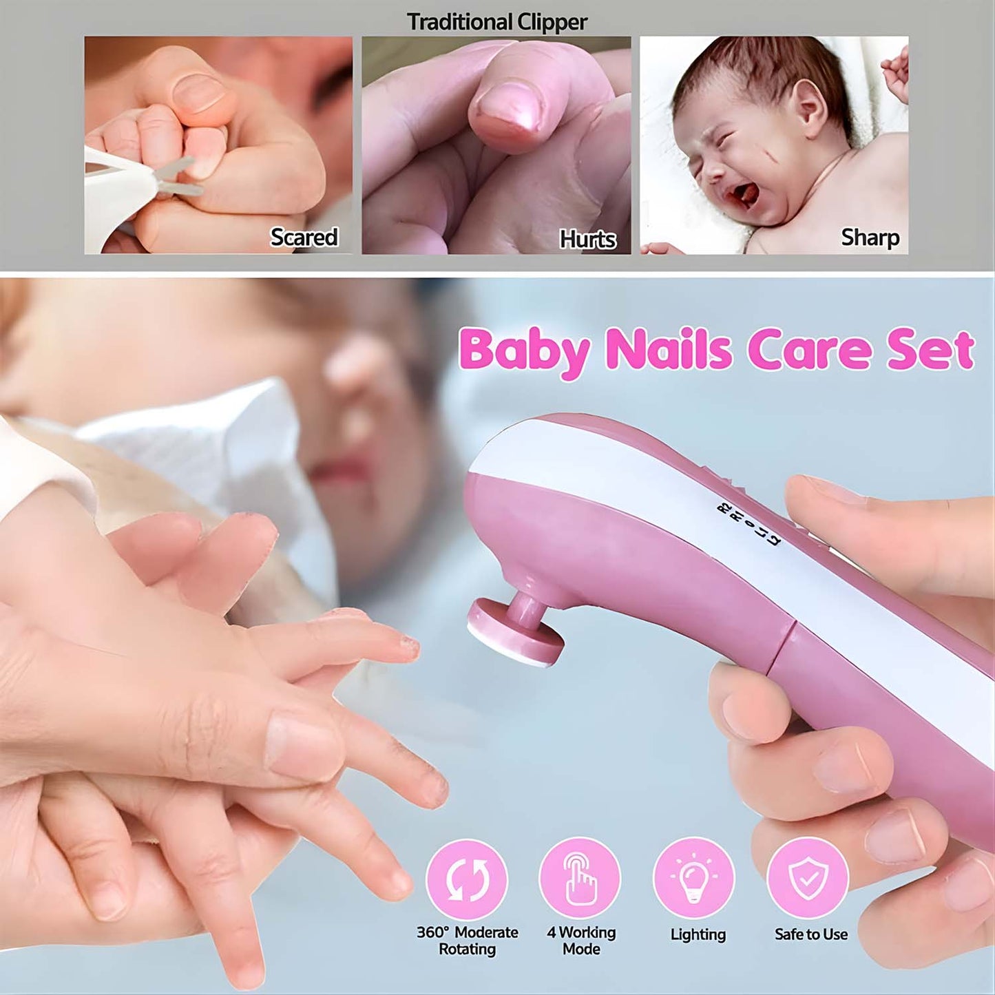 Electric Baby Nail Trimmer With Grinding Heads