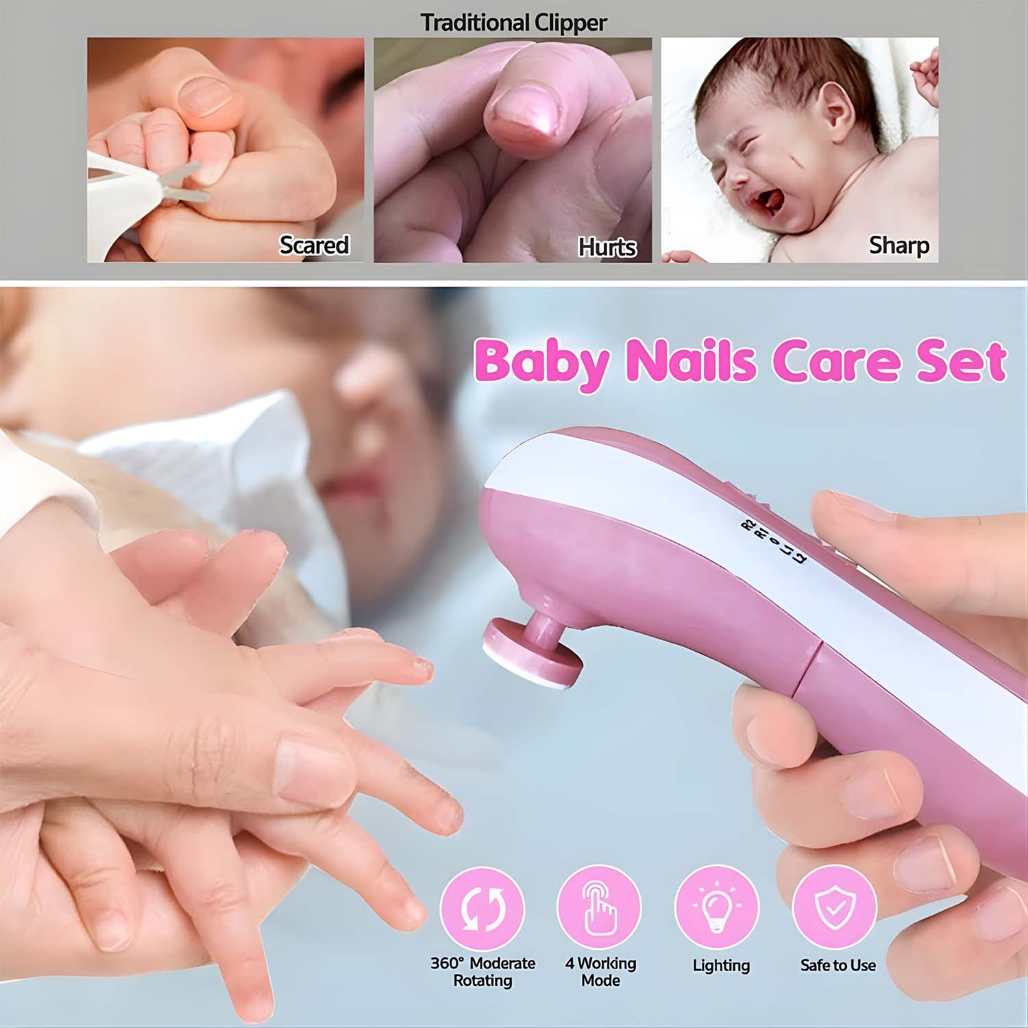 Electric Baby Nail Trimmer With Grinding Heads