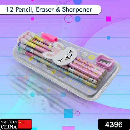 Cute Animal Pencil Set with Eraser & Sharpener (14 Pc)