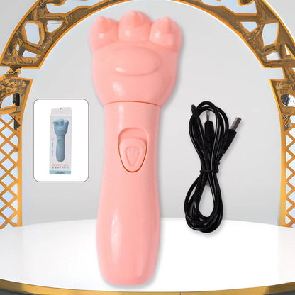 Pink bear hand massager with paw grip and power cord