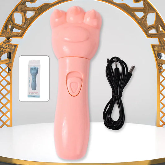 Pink bear hand massager with paw grip and power cord