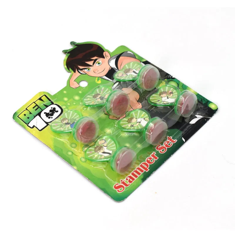 Ben 10 heart shape stamp set with 6 pieces in green blister package
