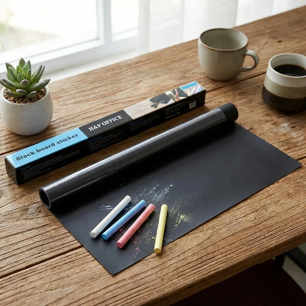Blackboard wall sticker roll with chalk markers
