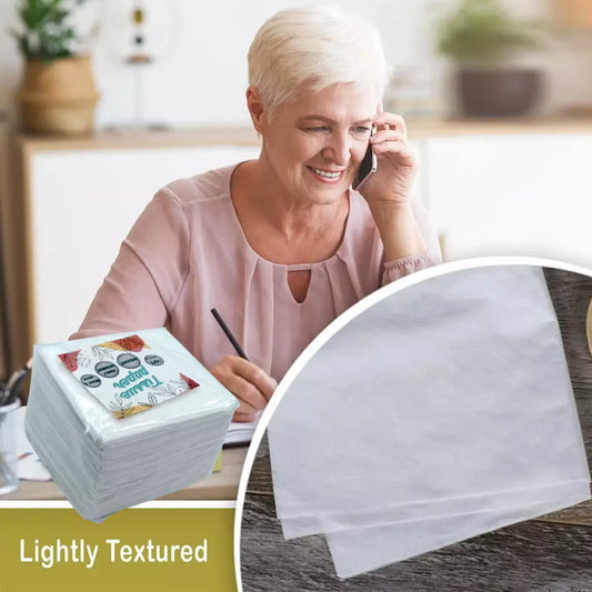 Lightly textured cleaning tissue paper sheets, stacked