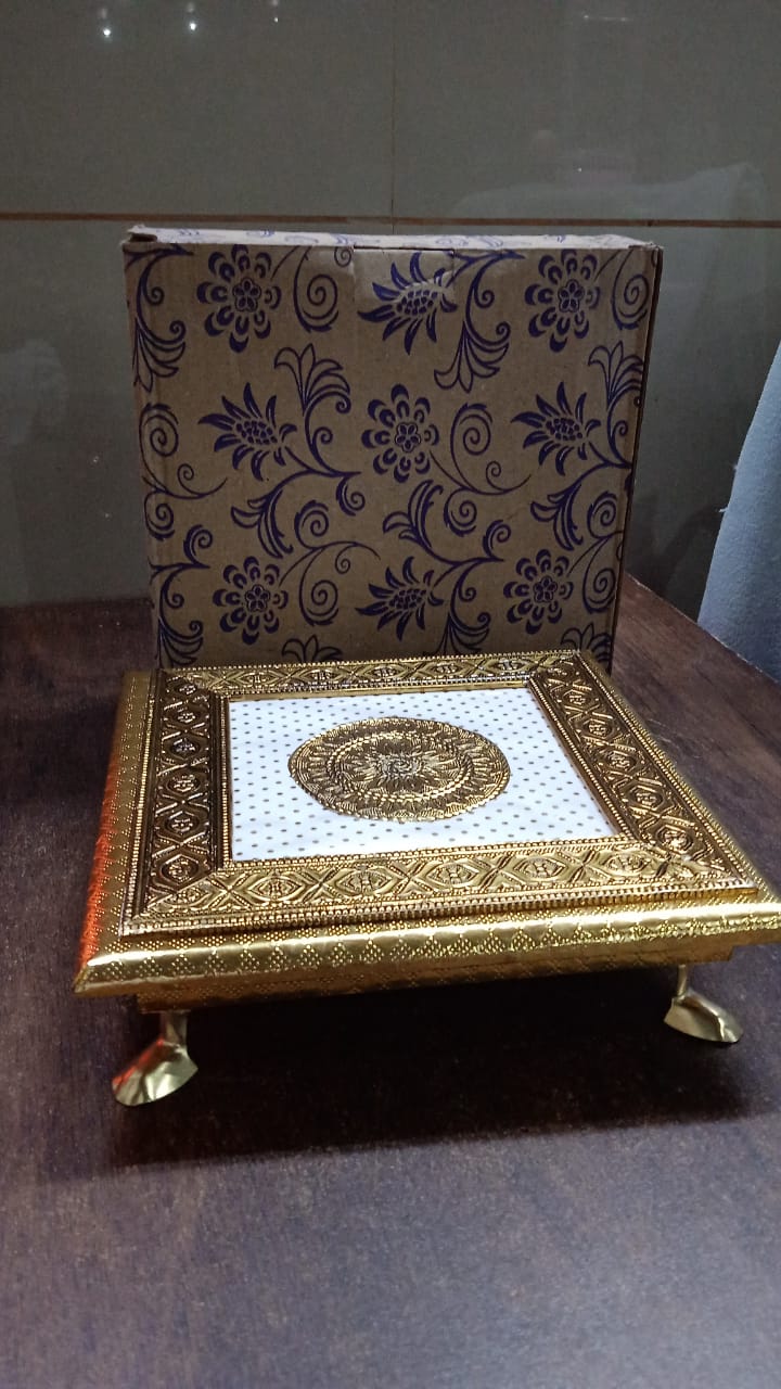 Golden - Square Pooja Chowki