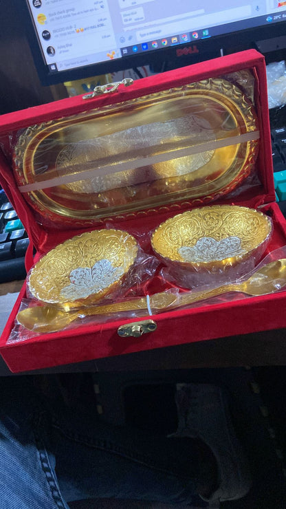 Plated Bowl Tray Set
