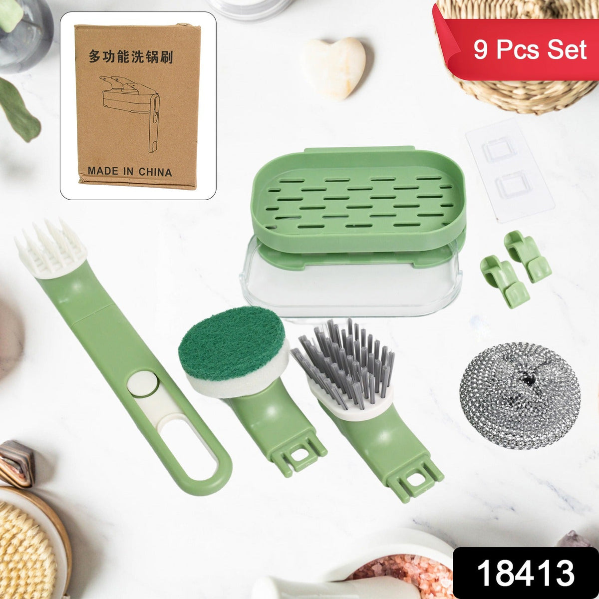 Long-Handle Dish Brush Set