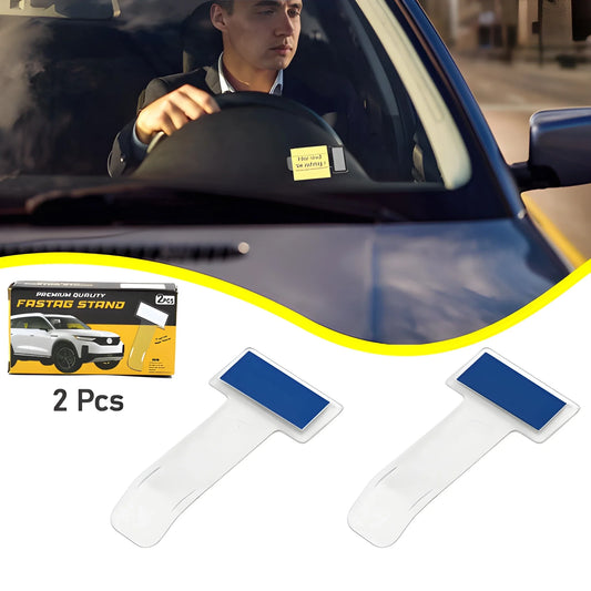 Car ticket holder clip set of 2, two white clips with blue display windows