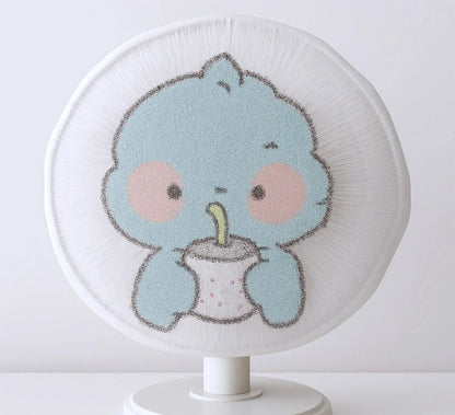 Round mesh fan cover with cute cartoon animal holding a small lantern