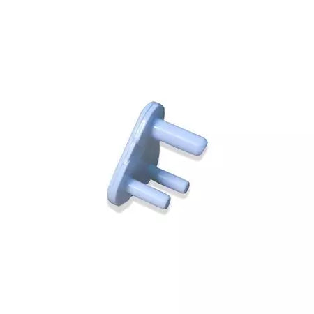 Outlet safety cover, light blue plastic with two prongs
