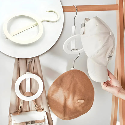 Circle space-saving hanger with white circular clips