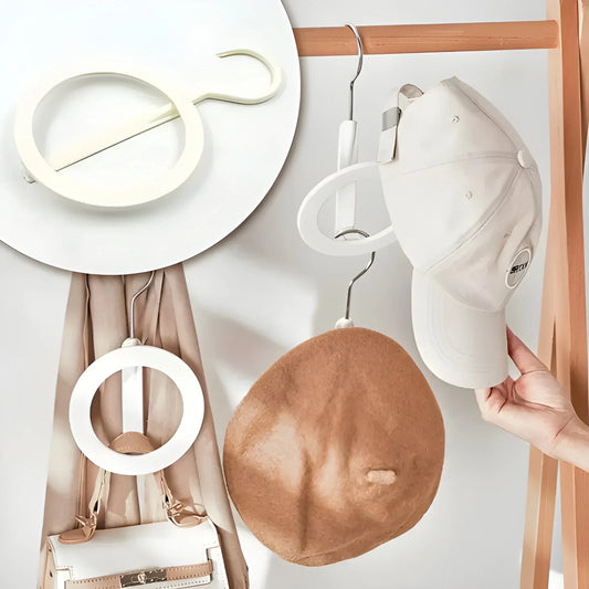 Circle space-saving hanger with white circular clips