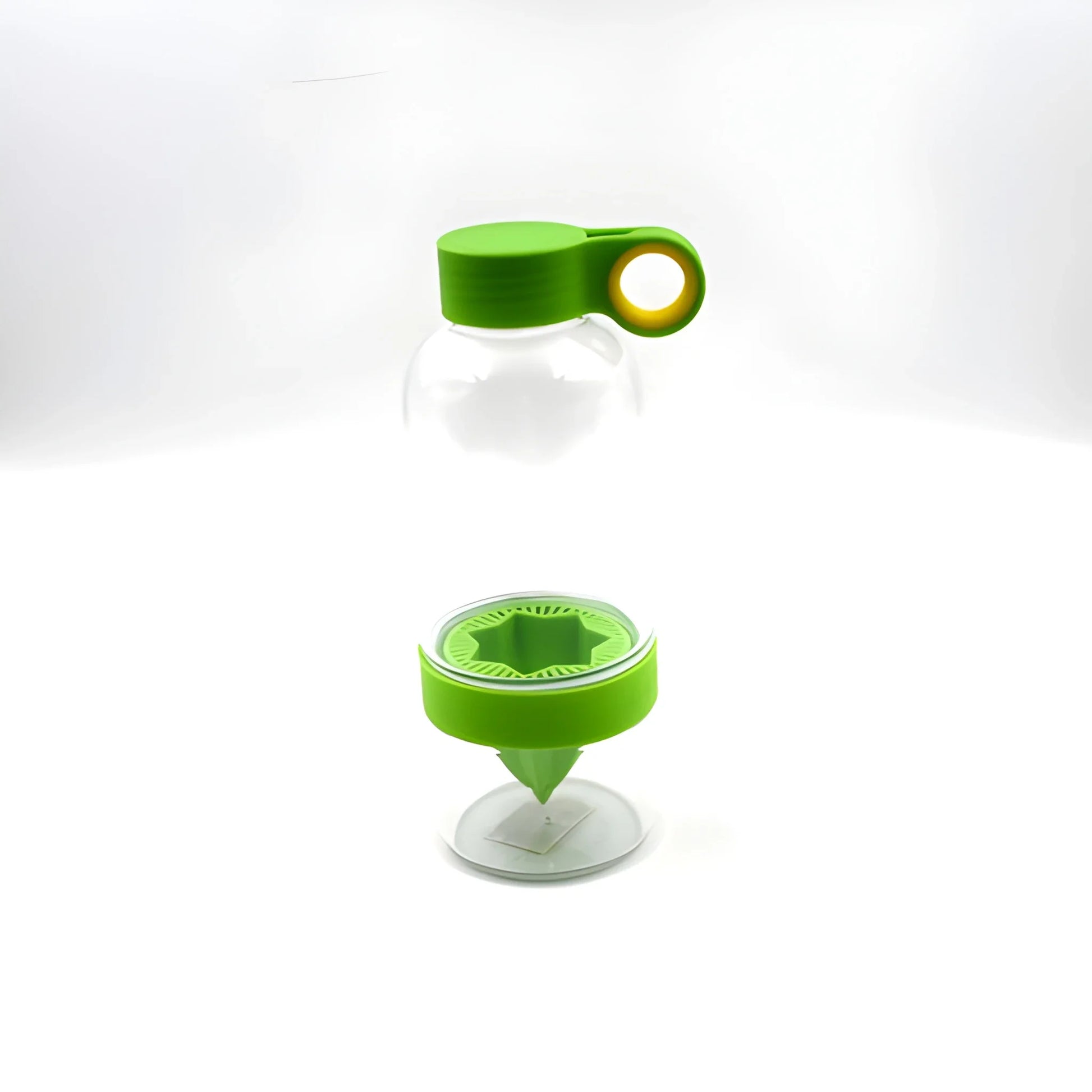 Green citrus fruit infuser bottle with cap and built-in strainer insert