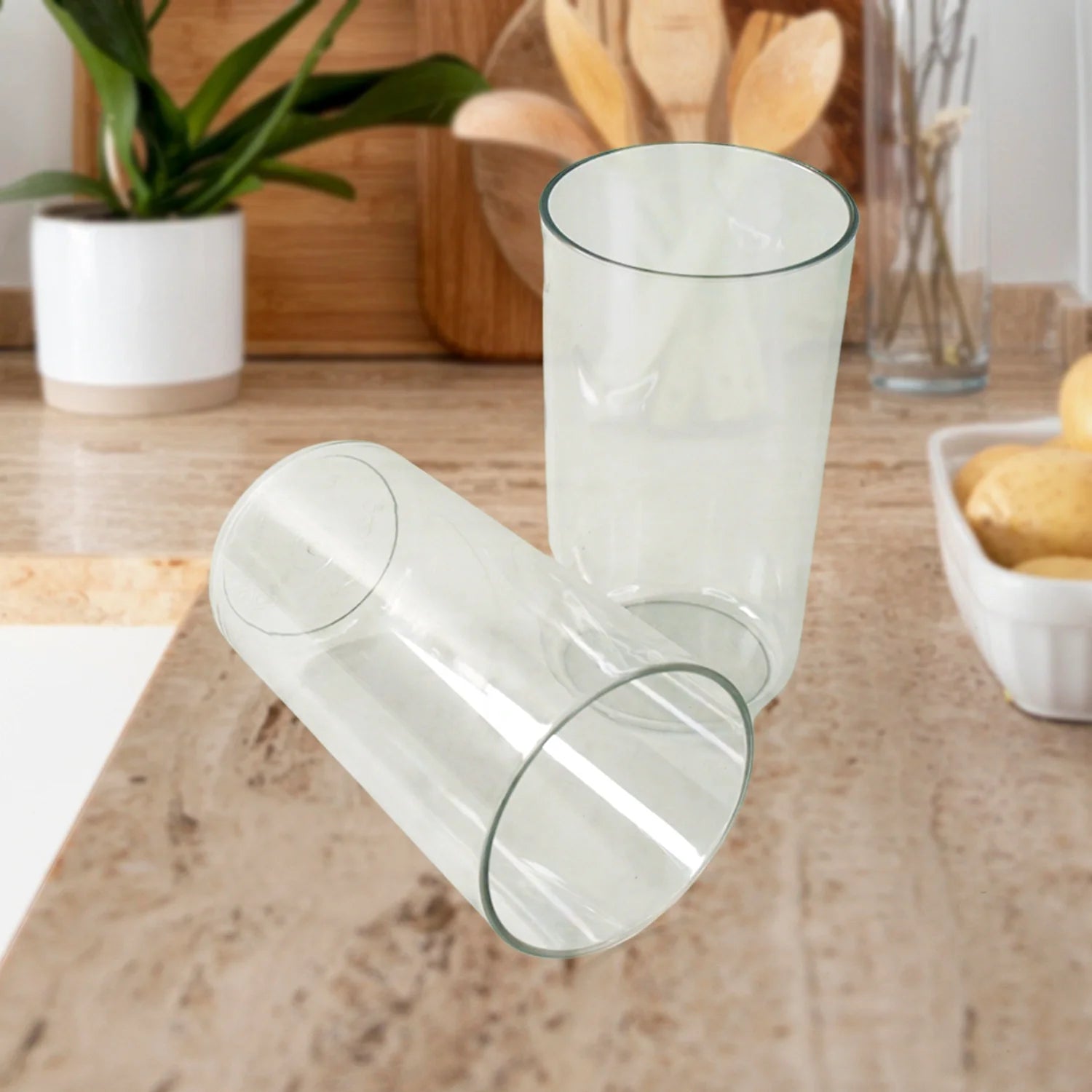 Clear plastic tumbler set of six transparent cups