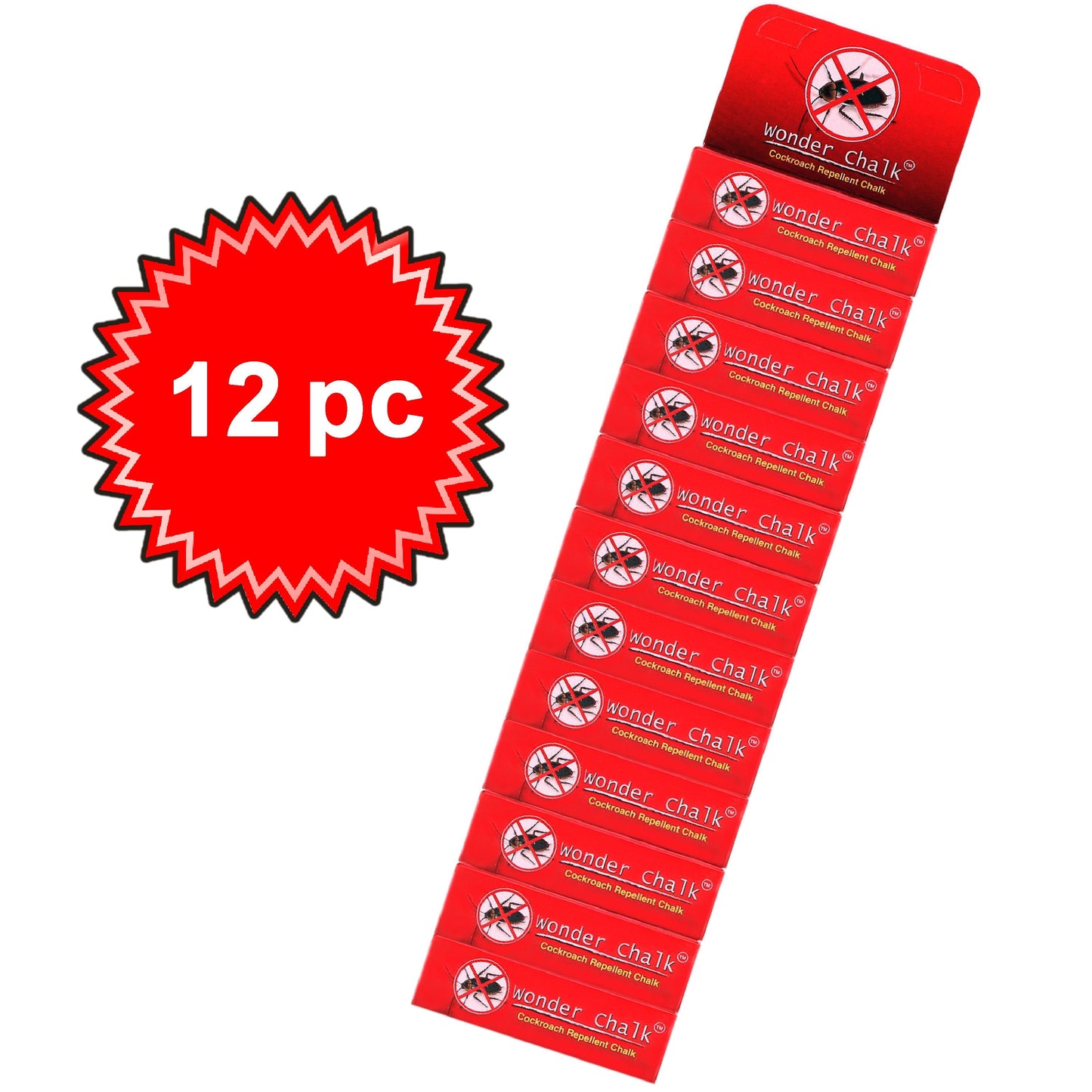 Roach repellent chalk set, red packaged box with 12 pieces