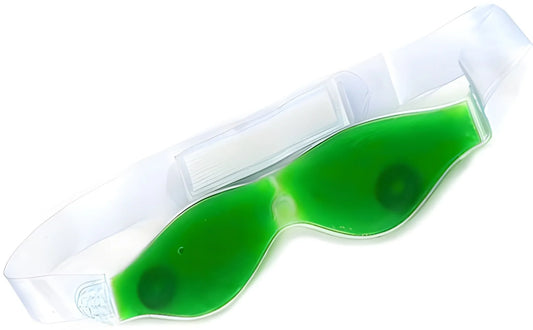 Green gel eye mask with stick-on straps