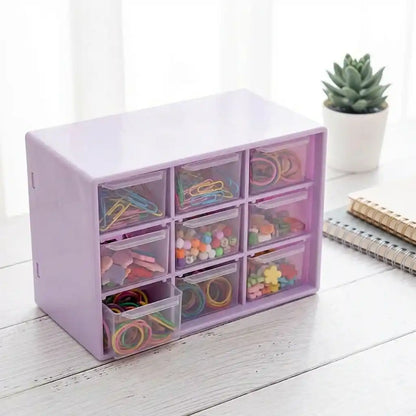 Compact jewelry drawer organizer with side opening, clear bins filled with beads and rings