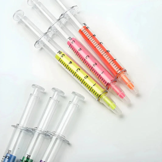 Dual-tip highlighter set with pink, orange, yellow, green and blue tips.