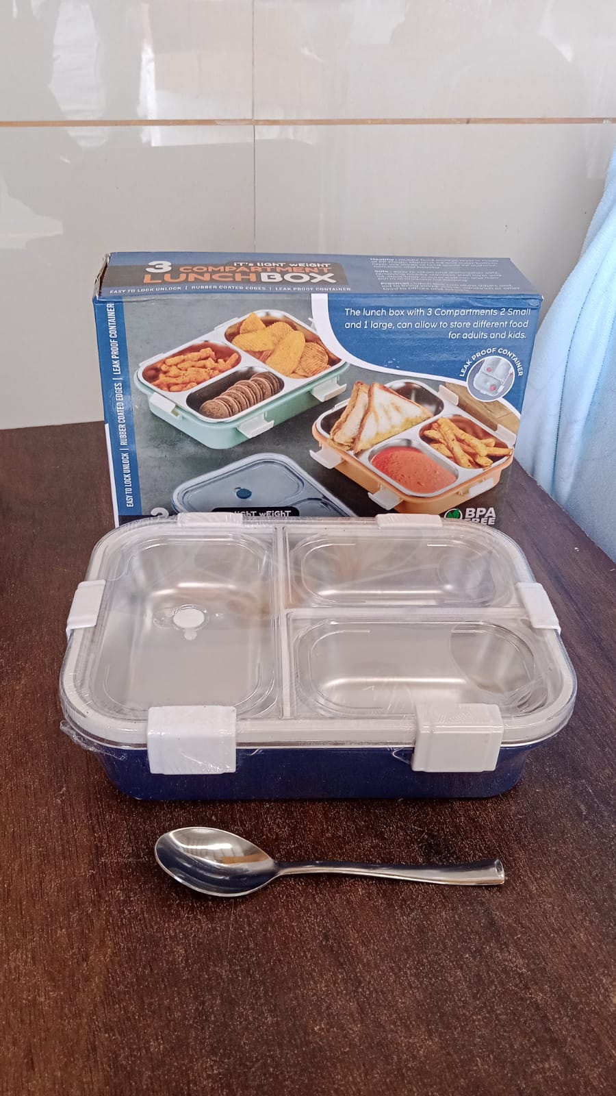 3-Compartment Stainless Steel Lunch Box