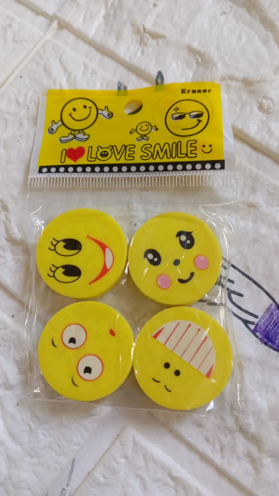 Emoji Smile Erasers Set