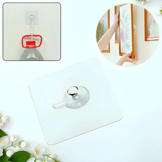 Heavy duty wall hook with round base and metal hook for hanging items