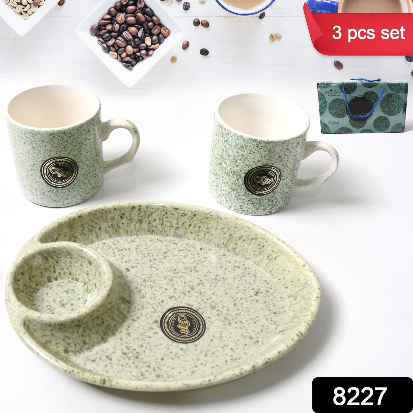 Ceramic Cup Set with Platter