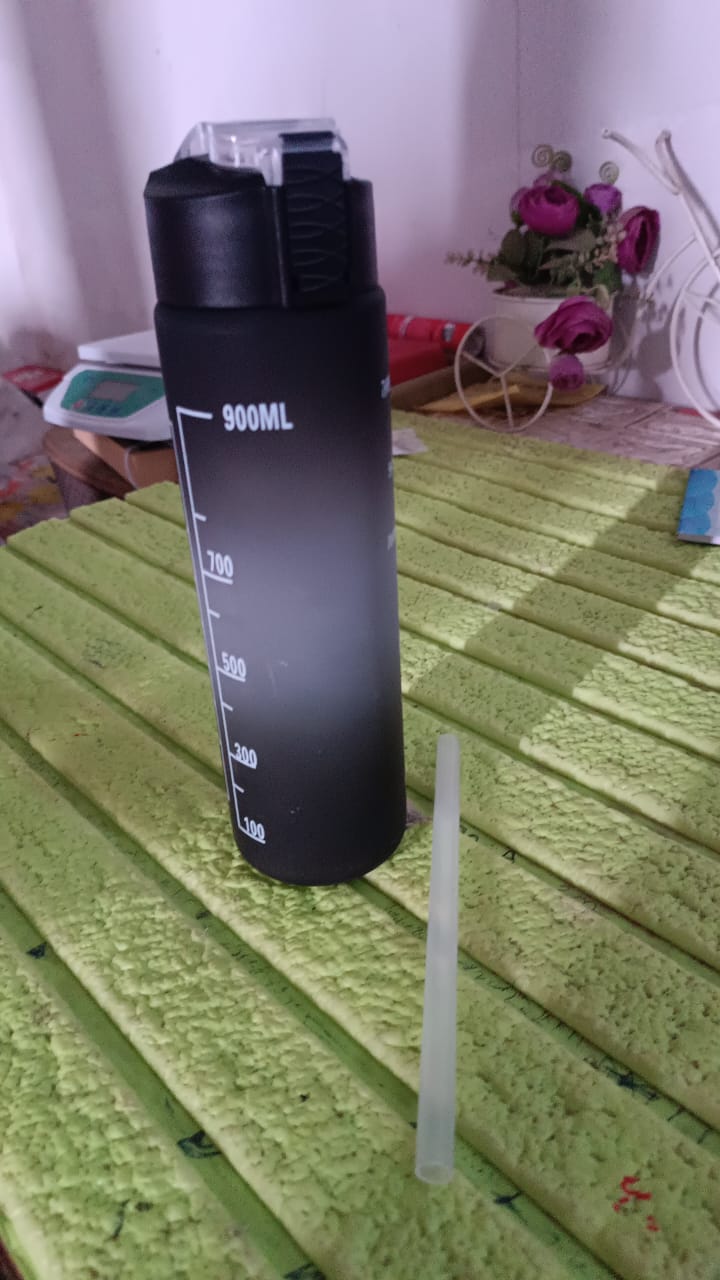 Plastic Black Motivational Water Bottle