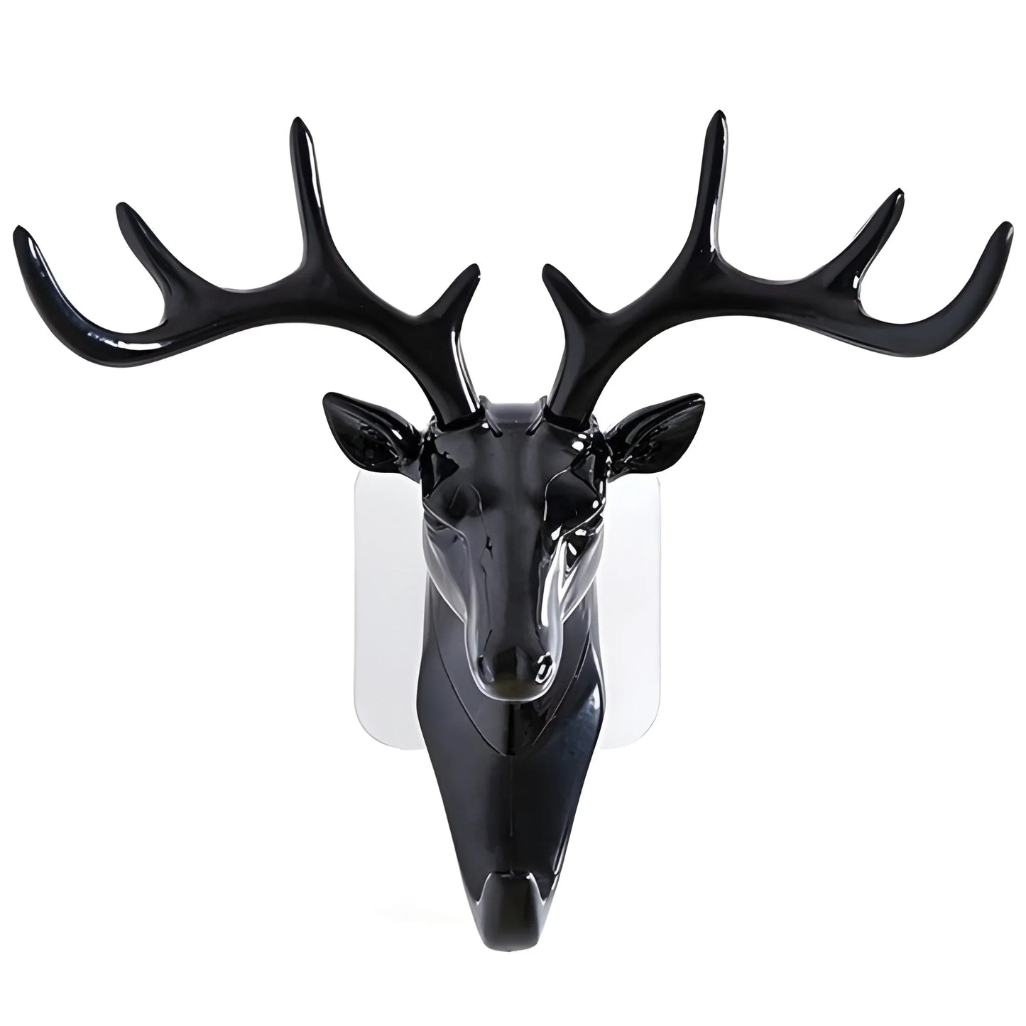 Black deer-head wall hook hanger with self-adhesive backing