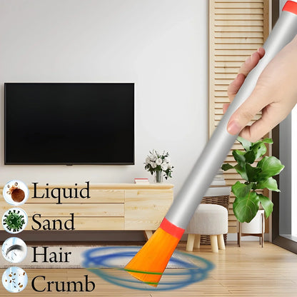 Dust cleaning brush with gray handle and orange bristles