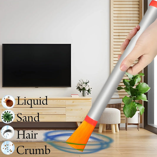Dust cleaning brush with gray handle and orange bristles