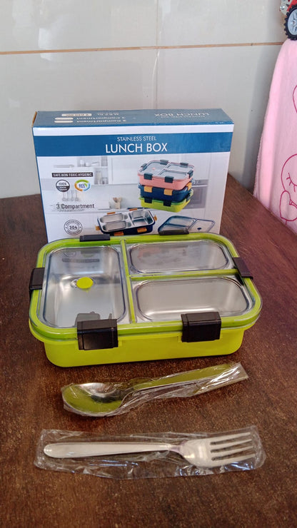 3-Compartment Stainless Steel Lunch Box