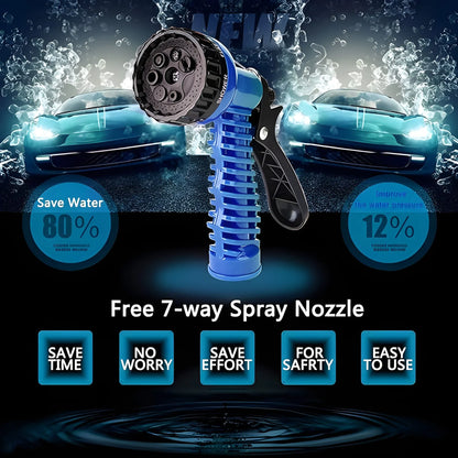 Blue 7-way spray nozzle hose gun attachment